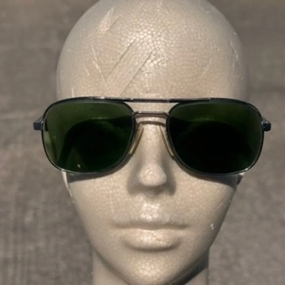 Avant-Garde Carlos Taupe Metal Aviator Sunglasses Green Lens Italy 54-18-135
